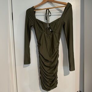 Olive green. Tiger Mist dress.